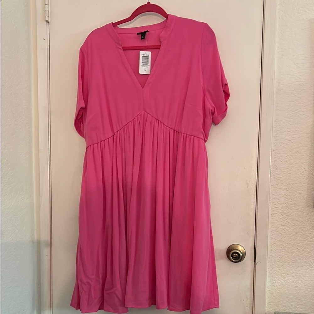 Torrid Bright Pink V-Neck dress